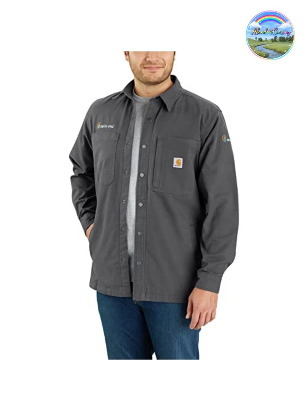 Relaxed Fit Canvas Fleece-lined Snap-front Shirt Jacket